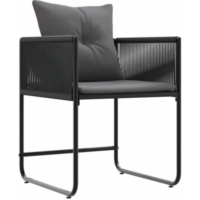 Image of vidaXL Garden Chairs with Cushions 4 pcs Black Poly Rattan