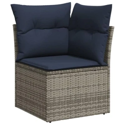 Image of vidaXL Outdoor Garden Sofa Blue Rattan Patio Seat, Compact Design for Balcony or Small Spaces Weather Resistant