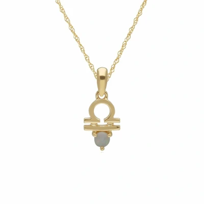 Image of Opal Libra Zodiac Charm Necklace in 9ct Yellow Gold