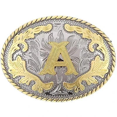 Image of STARBRILLIANT Luxury Retro English Letter A Z Vintage Celtic Knot Belt Buckle for Men Simple Cowboy (A)