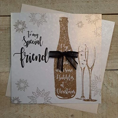 Image of White Cotton Cards F1 SF&quot;Special Friend&quot; Handmade Christmas Card