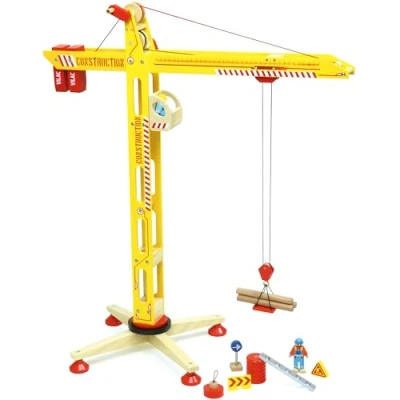 Image of Vilac Large Wooden Toy Crane, Includes a Winch, Extendable Boom and Magnets, Develop Hand Eye Coordination, 64 x 72 4 cm, 3 Years+