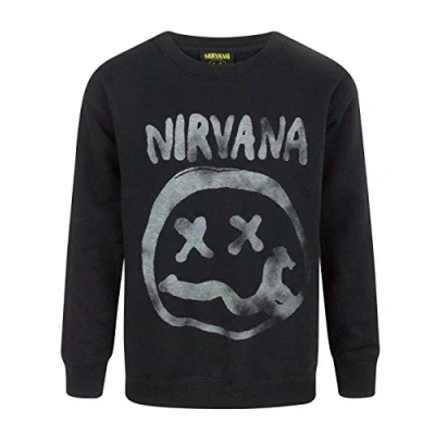 Image of Nirvana Smiley Logo Boy&#039;s Sweatshirt (5 6 Years) Black