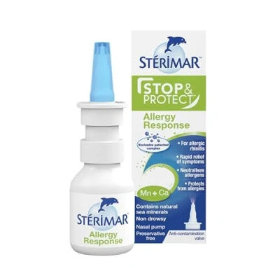 Image of Sterimar Stop &amp; Protect Allergy Response 100% Natural Sea Water Based Nasal Spray with Added Manganese and Calcium 20 ml Can