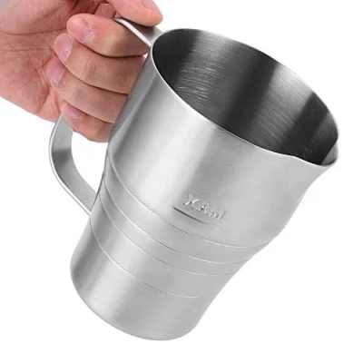 Image of Milk Jug 900ml Household Stainless Steel Coffee Foam Frother Cup with Scale Silver
