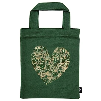 Image of moses Unisex&#039;s Owl Heart Bookbag, Dark Green, Büchertasche