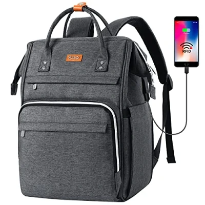 Image of RJEU Laptop Backpack Women Work, Anti theft School for Teenager Girls,Waterproof High Bookbag Computer Bag with USB Charging Port Travel Business College