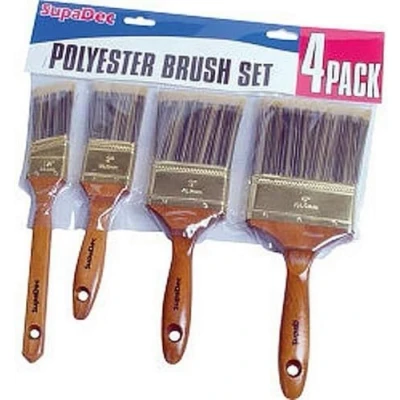 Image of SupaDec 4 Piece Polyester Paint Bristle Brushes Set Pack Professional DIY Decorating Wall Paste Brush With Stainless Steel Ferrule Plastic Handles Multi Purpose Painting Walls, Ceilings &amp; Furniture