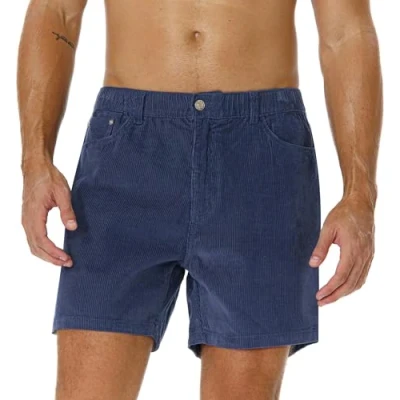 Image of AIMPACT Mens Corduroy Shorts Slim fit 5.5&quot; Flat Front Stretch Casual with Pockets, Grayblue, X Large