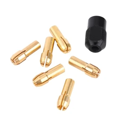 Image of Keenso Collet Chuck, Collects Mini Drill Black Cap M8 X 0.75mm Size Power Tool Brass and Carbon Steel Meterial Manually Tighten Chuck for Rotary Tools