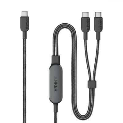 Image of Anker USB C Cable,6 ft 2 in 1 to Cable 140W Max,Fast Charging for iPhone 16/16 Pro/16 Pro Max/16 Plus/15 Series,Galaxy S24,MacBook Air/Pro,Lenovo,iPad,and More(USB 2.0,Braided,White)
