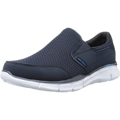 Image of Skechers Men&#039;s Equaliser Persistent Low Top Sneakers, Navy Mesh/ Duraleather/ Trim, 7.5 UK