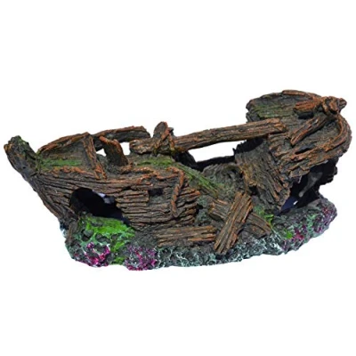 Image of Supa Sunken Galleon Aquarium/Fish Tank Ornament Realistic Detail Approx. 18cm(L) x 17cm(W) 6cm(H)