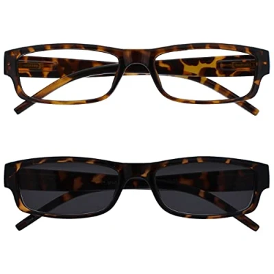 Image of The Reading Glasses Company Brown Lightweight Readers With UV400 Sun Reader Value Twin Pack Mens Womens RS32 2 +2.00