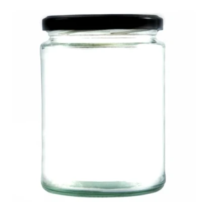 Image of 500ml Glass Food Jar with airtight Lid A Deluxe Jam for Marmalade, Honey and Home Preserves (Black Lid, Pack of 50)