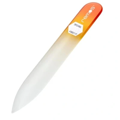 Image of REMOS Nail File Genuine Tempered Glass with Double Sided Grinding Surface 8cm (Red Orange)