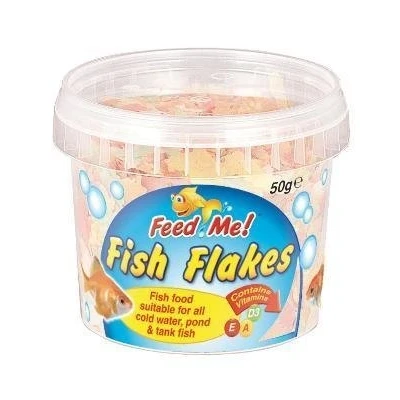 Image of 2 x Feed Me Fish Food Flakes For All Cold Water Pond &amp; Tank 50g Per Tub