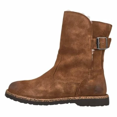 Image of Birkenstock Unisex Uppsala Shearling Suede Leather Dark Tea Boots 5 UK