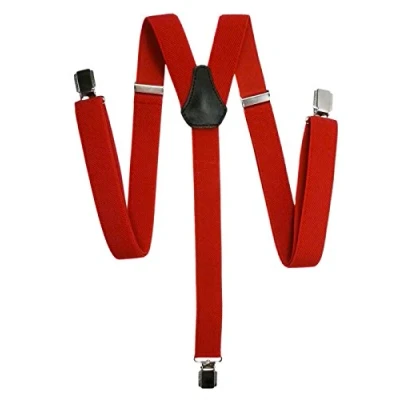 Image of Unisex Skinny Style fully adjustable Clip on Braces/Suspenders, 2.5cm Red