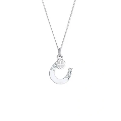 Image of Elli Necklace Women with Horseshoe Pendant and Crystals in 925 Sterling Silver
