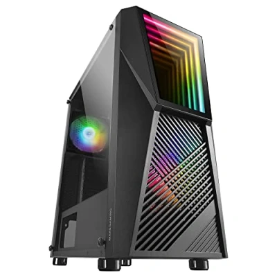 Image of MARSGAMING MC777, Gaming PC Case, Infinity Mirror ARGB, Tempered Glass, 2x Fan Chroma Black