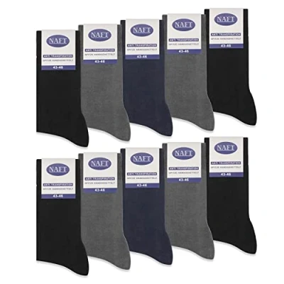Image of sockenkauf24 10 Pairs Dress Socks for Women and Men 100% Cotton without seam unpleasant elastic straps at the top multiple gradings (6 8, 4 x Anthracite 2 Navy Black)