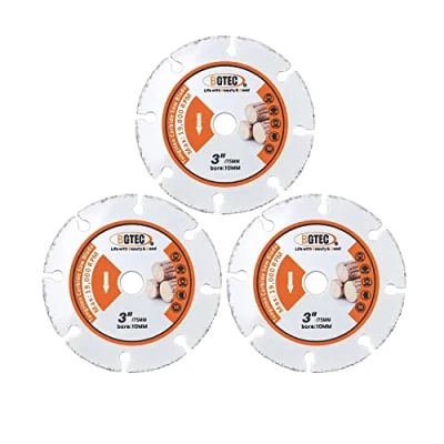 Image of BGTEC Carbide Wood Cutting Disc, 3pcs 75MM Vacuum Brazed Cut off Wheel Blade for Board, Gypsum Rubber Pipe, Plastic