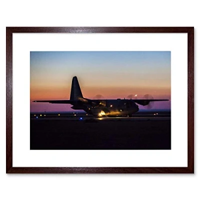 Image of Wee Blue Coo War Military Air Force Plane Taxi Runway C130j Hercules Framed Wall Art Print