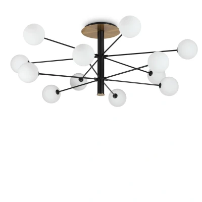 Image of Cosmopolitan 12 Arm Multi Semi Flush Ceiling Light Black