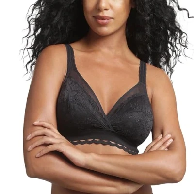 Image of Playtex Bra Woman Classic Lace Support Recycled Soft Cup x1, Black, 40D