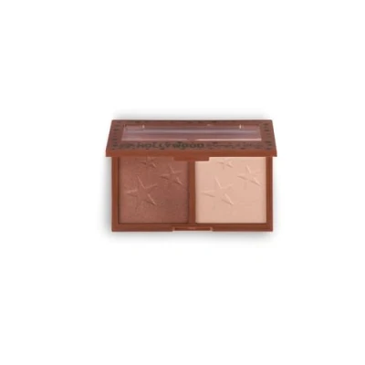 Image of W7 Hollywood Bronze &amp; Glow Pressed Powder Duo Shimmer Bronzer Highlighter Contouring Highlighting Vegan Makeup