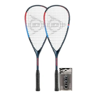 Image of Dunlop Blaze Pro Twin Pack Squash Racket Set, inc 3 Balls