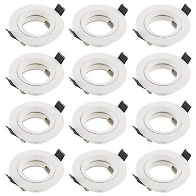 Image of SEBSON 12x Downlights for Ceiling Recessed, Mounting Hole ø65mm, Frame Aluminium Matt White, ø80x24mm LED Spot Lights with GU10 Lamp Holder