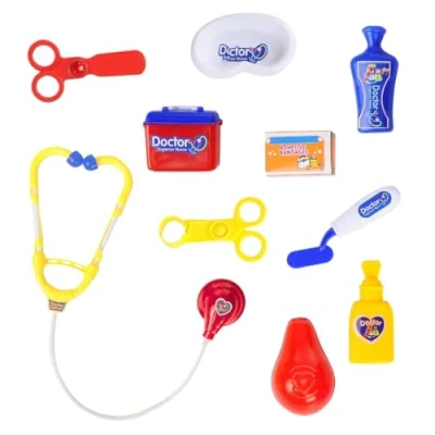 Image of Garden Mile Kids Dress Up Doctor Medical Kit Toy 10 Piece Set Unisex Nurse Perfect for Presents &amp; Gifts Plastic Doctors Costume Role Play Children