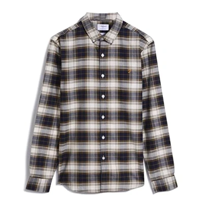 Image of Farah Mens Checked Shirt Long Sleeve Collared Green Khaki S