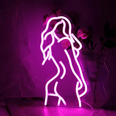 Image of Upper Body Neon Sign, Sexy Lady Back Signs for Wall Decor, Pink LED Light up Sign with USB Powered Bedroom, Livingroom, Girls&#039; room