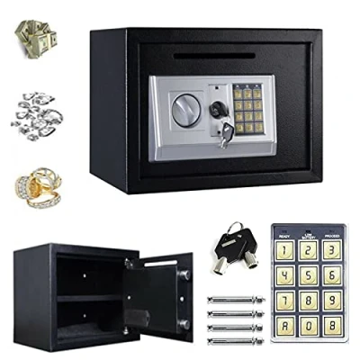 Image of 16L Digital Steel Hotel Safes (25x35x25cm) Safety Box Electronic Security Large Capacity with Full digit Keypad/2 Override Key/2 Installing Bolts Fixings Wall Floor Money Cash