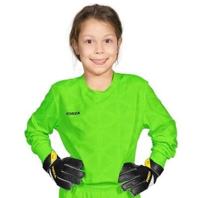 Image of FORZA Kids&#039; Goalkeeper Long Sleeve Shirt Youth Football Jersey with Quick Dry Fabric Ages 5 14 (UK, Age, Years, 6 Regular, Fluro Green)