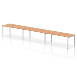 Image of Impulse Bench Single Row 3 Person 1800 Silver Frame Desk Oak