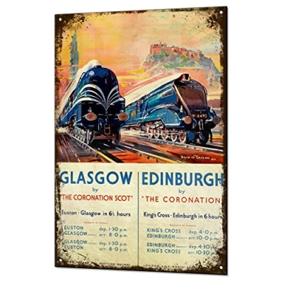Image of Beenanas Coronation Scot Train Poster Vintage Metal Sign Retro Tin Plaque Advert