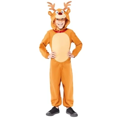 Image of Child Reindeer Jumpsuit Fancy Dress Christmas Costume (18 24 Months)