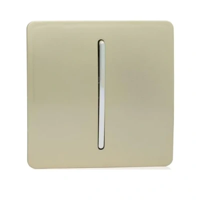 Image of Trendi Switch Fan Isolator 10A Triple Pole Chrome Rocker in Champagne Gold