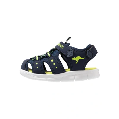 Image of Kangaroos Kmini Sandals for kids, Size: 4.5K, Dark navy/lime Imitation leather/ textile
