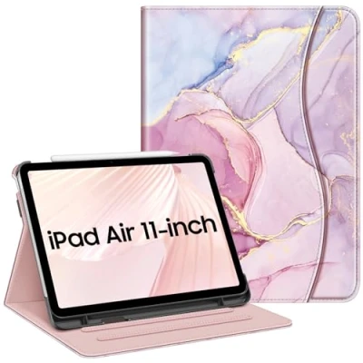 Image of Fintie Case for iPad Air 5th Generation (2022) / 4th (2020) 10.9 Inch, Multi Angle Viewing Protective Cover with Pencil Holder &amp; Pocket, Auto Sleep/Wake, Dreamy Marble