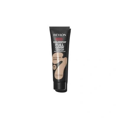Image of Revlon ColorStay Full Cover Longwear Matte Foundation, Heat &amp; Sweat Resistant Lightweight Face Makeup, Nude (200), 30ml
