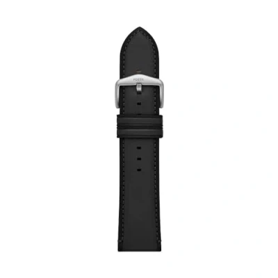 Image of Fossil S241099 Men&#039;s 24 mm LiteHide Leather Black Watch Strap, Black, mm, Casual