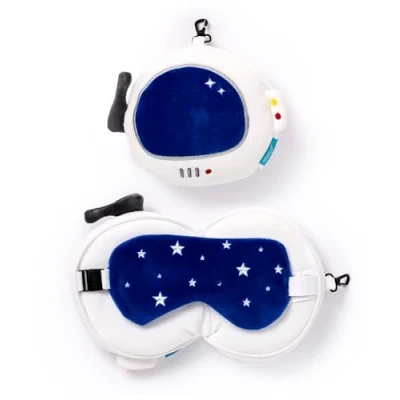 Image of Puckator Relaxeazzz Space Cadet Round Plush Travel Pillow &amp; Eye Mask Sleep Masks Kids Accessories For Sleeping Airplane Flight Plane Neck Pillows