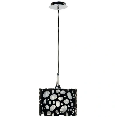 Image of Lupin Pendant E27, Gloss Black/White Acrylic/Polished Chrome, CFL Lamps INCLUDED