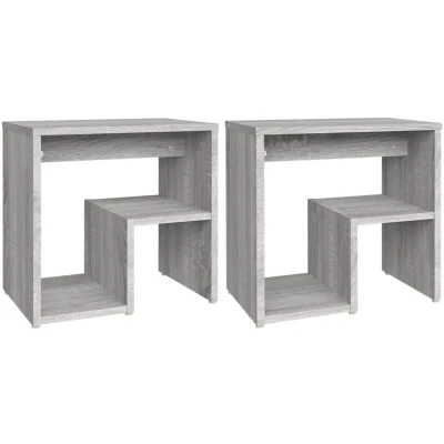 Image of vidaXL Bed Cabinets 2 pcs Grey Sonoma 40x30x40 cm Engineered Wood