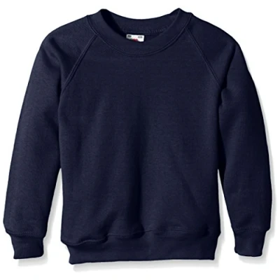 Image of Fruit of the Loom Unisex Kids Raglan Classic Sweater, Navy, 5 6 Years (Manufacturer Size:26)